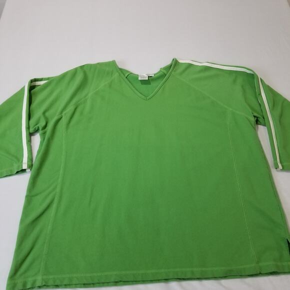 Ulla Popken Sweatshirt 1X Pullover V Neck Green Raglan Sleeve Top - Picture 3 of 7